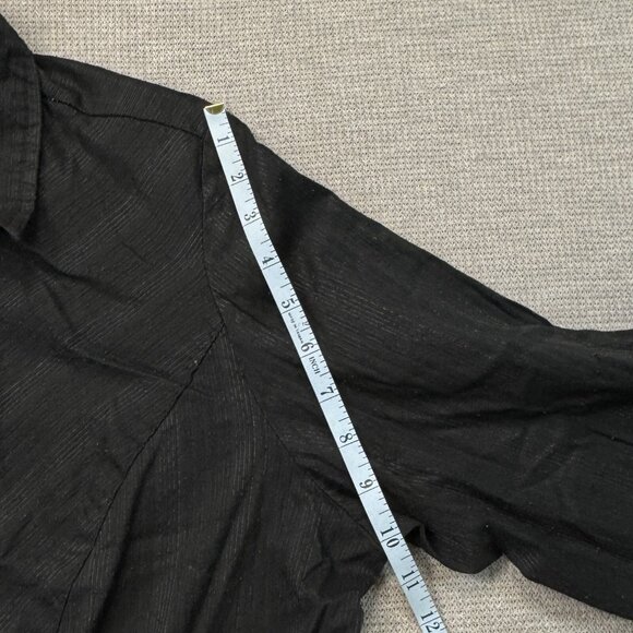 Faded Glory Womens Black Textured Zip Shirt Jacket 3/4 Sleeve Stretch Size 16W - Picture 13 of 15